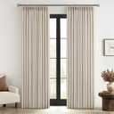 MIULEE Pinch Pleated Thick Linen Curtains 90 Inches Long 2 Panels for Living Room Bedroom, Memory Trained Drapes Pinch Pleat Back Tab Semi Sheer Privacy Neutral Ivory Cream Farmhouse Window Curtains