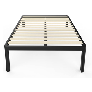 MAF Metal 18 Inch Full Size Platform Bed Frame with Anti-Collision Round Legs, Black 3500 Lbs Heavy Duty Bed Frame with Wood Slats, No Box Spring Needed, Easy Assembly