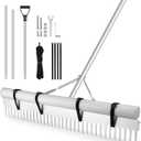 Landscape Rake, 36" Aluminum Heavy Duty Lake Weed Rake, Multifunctional Detachable Aquatic with 102'' Extension Handle & 20Ft Rope, for Weed Algae Removal Loosening Soil Lawn Garden Care