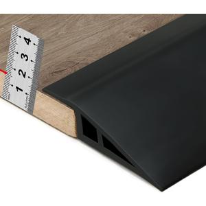BNELL Carpet & Floor Edging Trim Strip,Self Adhesive-PVC Floor Transition Strip,Threshold Transitions Suitable for Threshold Height Less Than 15mm (6.56FT_Black)