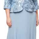 Alex Evenings Women's Tea Length Mother of The Bride Jacket Dress, Formal Events, Wedding Guest, Dusty Blue, 16W