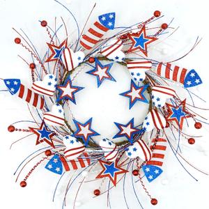 AMF0RESJ 4th of July Wreath Patriotic Wreaths for Front Door with red,White,Blue Glitter Star for Front Door Farmhouse Home Wall Independence Day Decoration