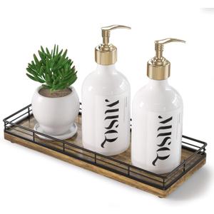 Rustic Bathroom Toilet Tank Tray, 11.2" Wood Toilet Paper Storage Basket Back of Toilet Basket Organizer, Vanity Tray for Perfume Makeup Candle Kitchen Counter Coffee Table Decor (11" x 4.3" x 1.5")