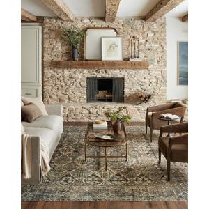 Loloi Magnolia Home by Joanna Gaines Banks Collection BAN-05 Spice/Blue 2'-6" x 7'-6", .13" Pile Height, Machine Washable, Runner Rug
