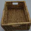 StorageWorks Large Wicker Basket for Organizing, Pantry Organizer with Wooden Frame, Water Hyacinth Storage Basket for Shelves