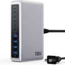 730W USB C Charger Block,10-Ports GaN V Fast Charging Station Hub,QC4.0+3 PD 100W Laptop Charger Wall Power Adapter for MacBook Pro/Air,DELL,iPhone 17/16/15/14,iPad,Galaxy S25,Pixel,Steam Desk-Silver