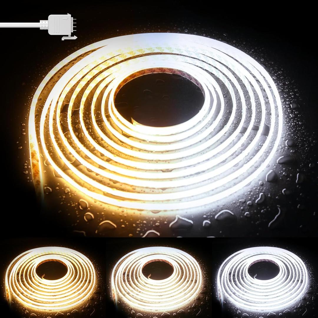 PAUTIX COB LED Strip Light CCT Tunable White IP65 Waterproof,CRI90+ 24ft/7.5m 2700K-6500K Dimmable 24V LED Tape Light,for Under Cabinet Bedroom Kitchen DIY Lighting(Adapter&Controller NOT Included)
