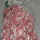 Floerns Women's Boho Floral Print Shirt Wrap V Neck Ruffle Puff Short Sleeve Peplum Blouse Top (Medium, Pink)