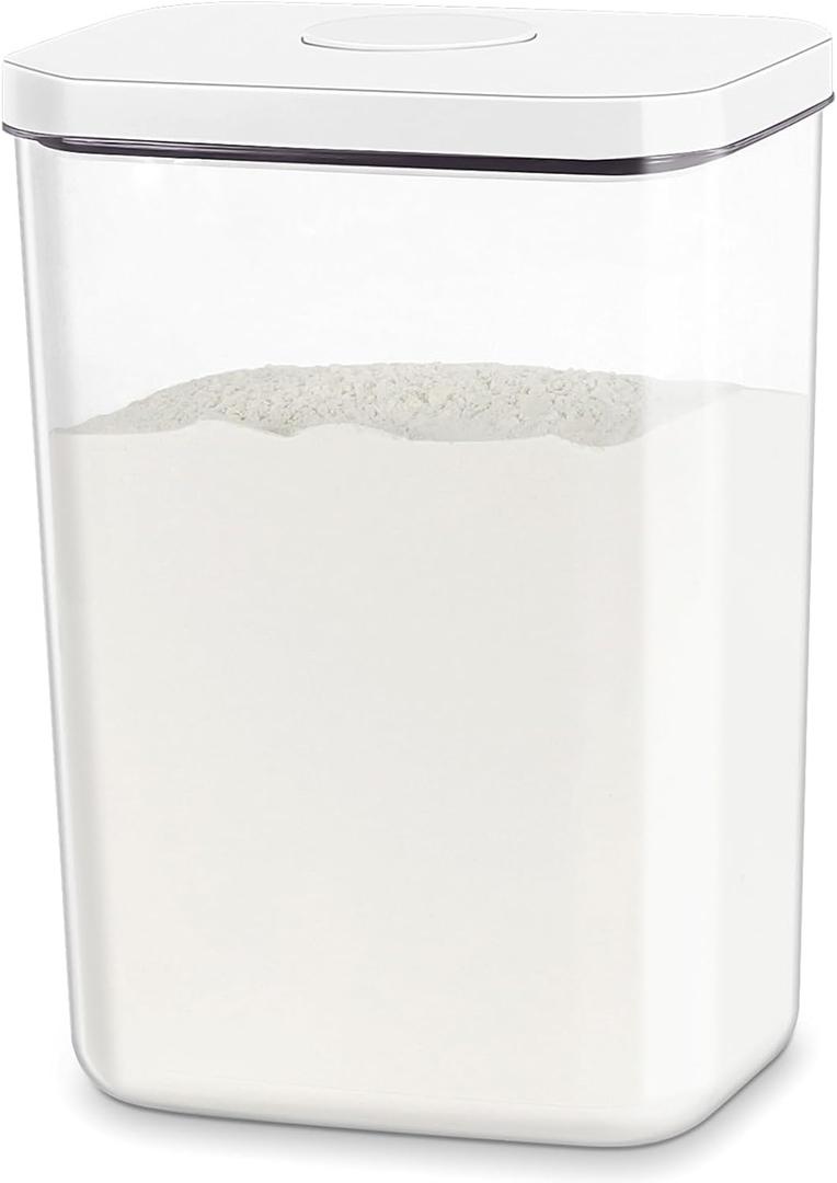 TBMAXS Airtight Flour Rice Storage Container with Pop-up Lid - 6 Qt | 11 Lbs Crystal-Clear Plastic Bread Container, Tall and Slim Storage Bin Fit for Kitchen Pantry Organization