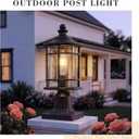 Emliviar Dusk to Dawn Outdoor Post Light, 14.9" Exterior Pillar Lantern with Seeded Glass, Outside Pole Light Fixture for Pathway, Patio, Garden, Oil Rubbed Finish, XE229P PC ORB