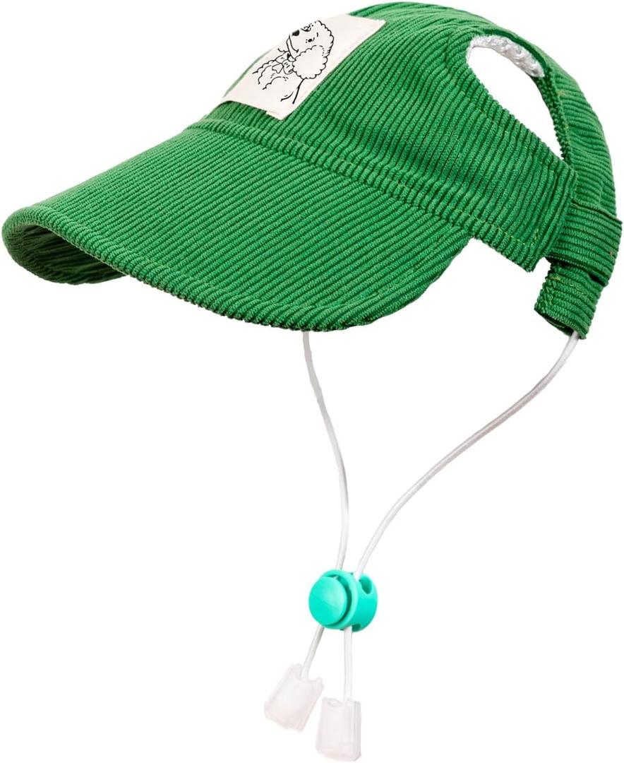Pet Dog Baseball Cap, Cat Hat, Cat Dog Sun Cap with Ear Holes, Adjustable Puppy Outdoor Sun Hat (Green, X-Small)