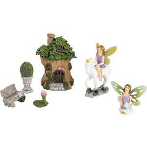 Juvale Miniature Unicorn Fairy Decoration Kit, Whimsical Garden Decor (6 Pieces)