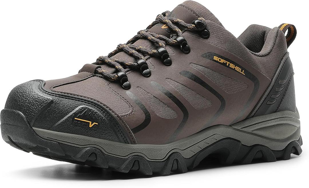 NORTIV 8 Men's Low Top Waterproof Hiking Shoes Trekking Trails Outdoor Work Shoes (11, Brown/Black/Tan)