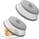 Collapsible Microwave Splatter Cover,2 Pack 10.5 In Food Cover,Space-Saving Microwave Lid,BPA Free,Gray