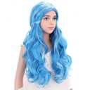 Kids Blue Wig Long Wavy Child Wig Light Blue Wig for Kids Heat Resistant Synthetic Hair Cosplay Costume Girls Wig (Mixed Blue)