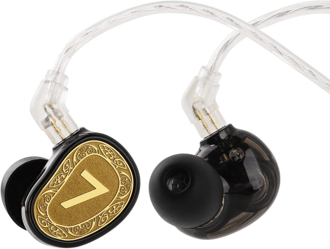Linsoul 7Hz Elua Ultra in Ear Monitor, Dual Dynamic Driver Earphone, HiFi Wired IEM Earbuds with High-Purity Oxygen-Free Copper Cable for Musicians Audiophiles (Gold)