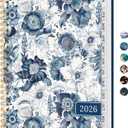 2026 Planner, Monthly and Weekly Calendar Planner for Women, Jan 2026 - Dec 2026, Hardcover Pretty 2026 Agenda Planner Book with Tabs, Spiral Bound, Perfect for School Office Home Supplies, 6.3" x 8.5" - Blue Floral