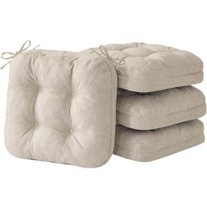 Chair Cushions for Dining Chairs, Foam Dining Chair Cushions, Tufted Indoor Chair Pads, Set of 4, 16.5' x 16.5' x 3.5', Beige