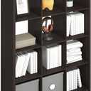 Furinno Simple Cube Storage Organizer, 12-Cube Display Shelf, Open Back Shelving Unit, Storage Shelves, Extra Thick Frame, for Organization and Storage, Living Room, Home Office, Dark Oak