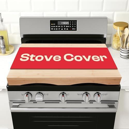 Riveira 30 x 22 Bamboo Natural Stove Top Covers for Electric Stove & Gas Stove Top Covers for Gas Burners – Large Gas Stove Cover with Handle & Juice Groove – Rustic Stove Covers for Gas Stove Top