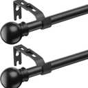 BsBsBest Curtain Rods 2 Pack for Windows 28 to 50 Inch 5/8 Inch Small Curtain Rods Balck Adjustable Renter Friendly Curtain Rod for Bedroom Windows Drapery Rods With Brackets