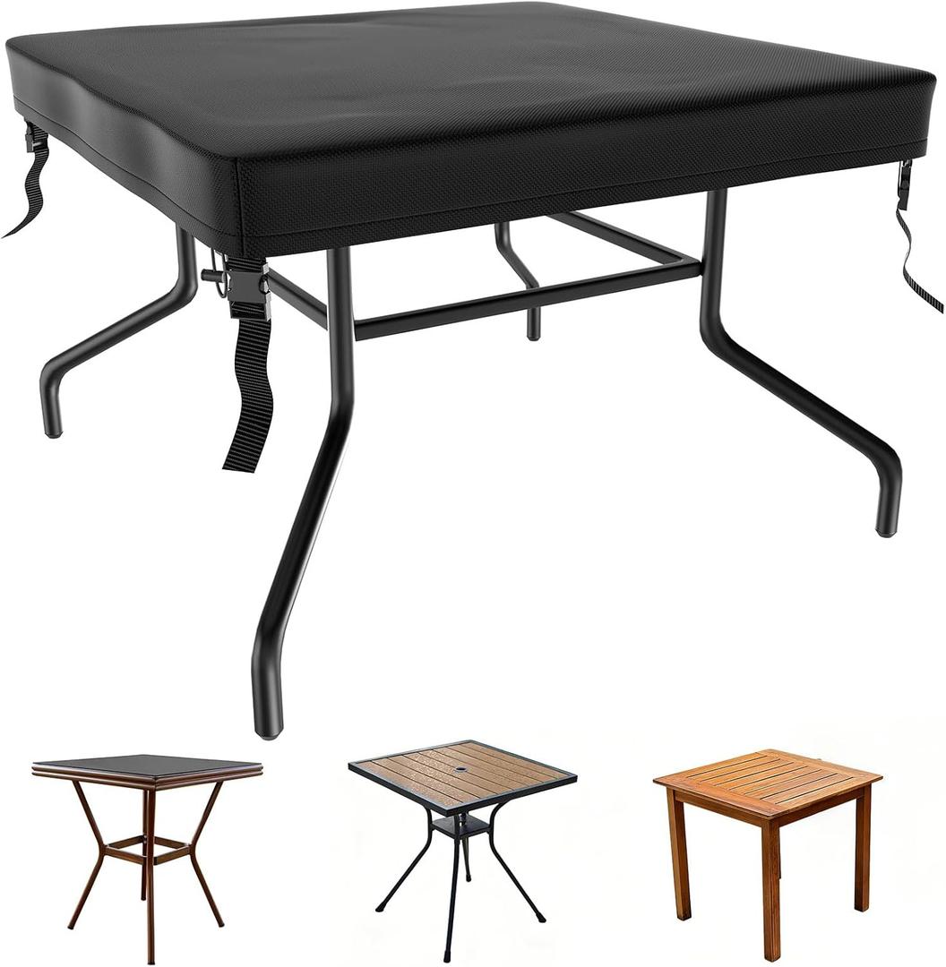 M METERXITY Square Patio Table Cover, 36"L x 36"W x 4"H Rectangular Table Cover for Outdoor Furniture, All-Weather/Waterproof/UV-Resistant, Patio Furniture Protector [Black]