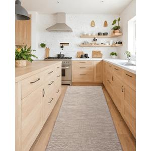 Color&Geometry Kitchen Rugs and Mats Non Slip Washable, Absorbent,Woven Kitchen Runner Rug Easy to Clean Kitchen Floor Mats for in Front of Sink, Laundry Room, Hallway,24"x83", Beige