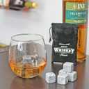 Marble Whiskey Stones  Natural Reusable Chilling Rocks for Whiskey & Bourbon, Silver Finish, One Size