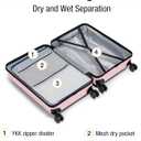 KYME Carry On Luggage 22x14x9 Airline Approved Hardshell Carry On Suitcases with Wheels Travel Rolling 20 Inch Luggage with Cup Holder for Women,Carry-on Pink