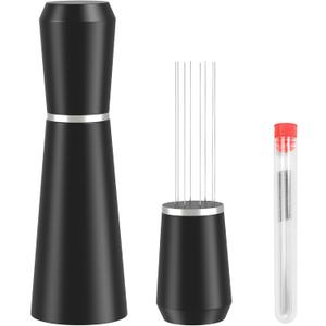 WDT Espresso Distribution Tool, 0.35mm  Coffee Stirrer, 304 Stainless Steel, Aluminum Alloy Handle with Stand, Barista Espresso Whisk Tool (Metal Black)
