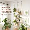 Bamworld Hanging Shelves Plant Hanger Indoor Window Plant Shelves Wood Plant Wall Shelf Window Sill Plant Shelf Indoor Hanging Plant Stand Living Room Decor Garden Boho Decor, 5Tier