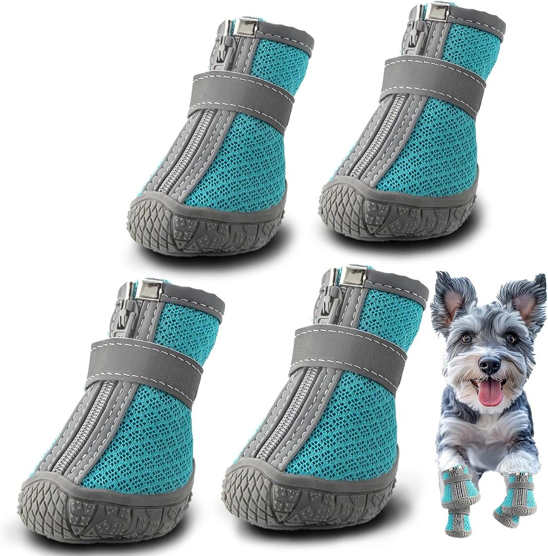 Hcpet Dog Shoes for Small Dogs, Breathable Dog Boots & Paw Protectors for Hot Pavement Winter Snow Hiking, Anti-Slip Dog Booties for Hardwood Floor Blue Size 3 (#3 (Width 1.49 inch) for 11.0-16.5 lbs)