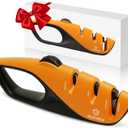 YeopAsda Adjustable Knife Sharpener with 5 Sharpening Angle, Professional Kitchen Knife Sharpener Tool, Ergonomic Handle, Non-Slip Rubber Base, Manual Knife Sharpeners for Kitchen Knives and Scissor