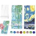 NUFTVI 2 Pack Diamond Painting Cell Phone Stand, 5D Crystal Diamond Art Phone Holder and Mirror Craft Kits for Beginner Adult (Water Lily Starry Night)