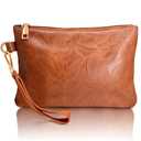 K.E.J. Wallet Women Clutch Purses for Women Brown Wristlet with Wrist Strap Clutch Bag Wristlet Handbags Wallet for Women's Ladies Christmas Gifts