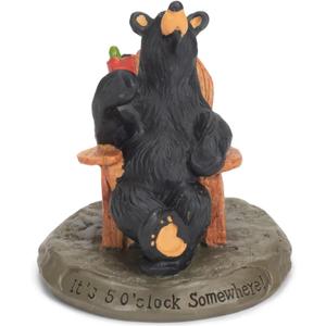 DEMDACO 5 O'Clock Somewhere Black Bear 3 x 3 Hand-cast Resin Figurine Sculpture