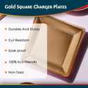Silver Spoons Gold Square Charger Disposable Paper Plates - 13" (Pack of 10) - Perfect for Weddings, Parties & Special Occasions