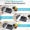 5 in 1 Electric Knife Sharpener with LCD Screen, 3 Rotational Speed Adjustable, 100% Diamond Abrasives, Electric Knife Sharpener for Straight, Serrated, Meat Cleaver, Ceramic Knives & Scissors, Gray