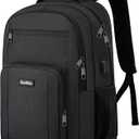 School Backpacks for Teen Boys Girls, Large Bookbag with USB Charger Port, Laptop Backpack for Men and Women, Water Resistant College Backpack Fit 15.6 Inch Laptop, Black