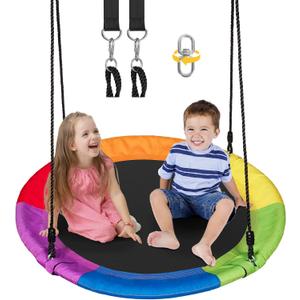 DECORLIFE 40 in Tree Swing for Kids & Adults, Reinforced 4-Tubes Steel Frame & 700lb Capacity with 900D Oxford Fabric360 Rotating Kids Outdoor Swing for Playground, Swing Sets for Backyard (Multicolor)