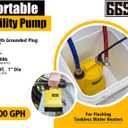 Tankless Water Heater Flushing Kit Includes 1/6HP Submersible Sump Pump with Two Adapters & 3 Gallons Pail with Bucket Lid Opener & Two 1/2 Dia X 6 PVC Hoses with Washers