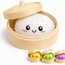 Dumpling Squishy  Soft TPR Squeeze Toy, Slow Rising Stress Relief Fidget, Cute Bao Bun Desk Decoration, Soft Handheld Relaxation Toy for Office Home (White)