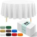 20 Pack White Disposable Plastic Table Cloth, 84" Round Premium Disposable Tablecloth for 6 to 8 Foot Party Birthday Wedding Indoor or Outdoor (20 Pack-Round, White)