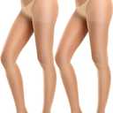 CozyWow 40D Sheer Tights for Women, Durable Control Top Pantyhose, High Waist Stockings with Reinforced Toe (S)