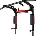 OneTwoFit Multifunctional Wall Mounted Pull Up Bar Chin Up bar Dip Station for Indoor Home Gym Workout, Power Tower Set Training Equipment Fitness Dip Stand Supports to 440 Lbs OT126 (Red)