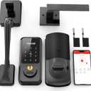 Keyless Entry Door Lock with Handles, Hornbill Smart Front Door Lock Set, Alexa Front Exterior Door Set, Digital Touchscreen via Bluetooth APP/Keyfob/Key-Matte Black(Not Compatible Gram/Screen Door)