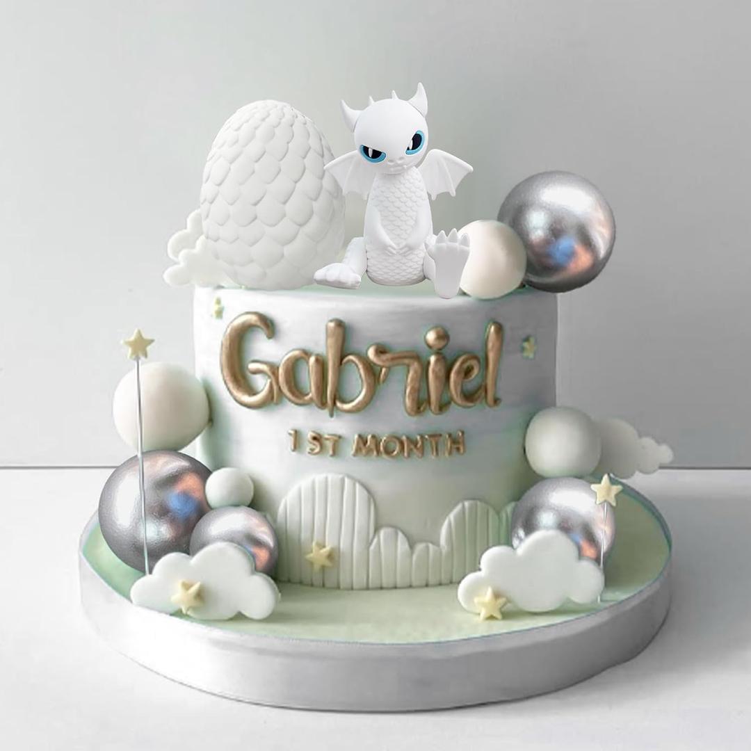 Dragon Cake Topper Dragon Eggs Cake Decor Include Silver Balls Cake Decor for Fantasy Baby Shower Birthday Wedding Party Supplies Dragon Eggs Party Favor