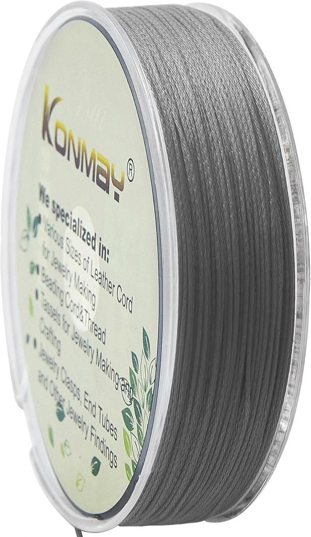 KONMAY 100 Yards 0.32mm Thin Micro-Fused Beading Thread, 58lb. Strength Tested Beading Line, Extra Strong String for Jewelry Making, Bead Weaving, Loom Work, Crafting (Gray) KONMAY 100 Yards 0.32mm Thin Micro-Fused Beading Thread, 58lb. Strength Tested Beading Line, Extra Strong String for Jewelry Making, Bead Weaving, Loom Work, Crafting (Gray)