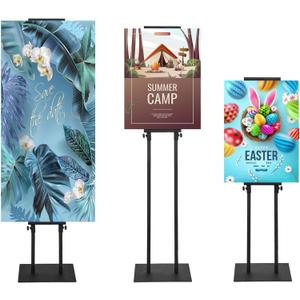 Poster Stand for Display, Pedestal Sign Stand, Double Banner Stand with Non-Slip Base, Heavy Duty Adjustable Poster Board Stand Height Up to 75Inches, Sign Holder for Board & Foam Sign