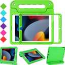 BMOUO Kids iPad 9th/8th/7th Generation Case with Screen Protector, Shockproof Convertible Handle Stand for 10.2 inch iPad, Green